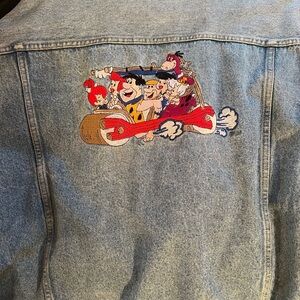 Vintage Women's Blue Denim Jacket with Flinstones